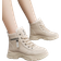 Shein Women Winter Snow Boots, Zipper Decor Lace-Up Warm Plush Round Toe Outdoor Casual Sports Fashionable Leather Waterproof Anti-Slip Boots