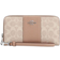 Coach Long Zip Around Wallet In Signature Canvas With Stripe - Silver/Sand/Taupe