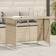 vidaXL Havebord Med Glastop 110x68x70 cm Polyrattan Beige