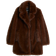 River Island Mid Length Faux Fur Coat - Dark Brown