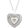 Macy's Two Tone Heart Pendant Necklace - Silver/Gold/Diamonds