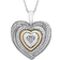 Macy's Two Tone Heart Pendant Necklace - Silver/Gold/Diamonds