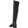 Side Walk Fashion Low Heel Stretch Gold Zip Over the Knee High - Black Matte