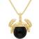 Whitby Jet Zodiac Cancer Pendant - Gold/Black