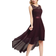 Berylove Women Elegant Vokuhila Cocktail Dress - Burgundy