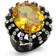 Alamode Jewelry Ring - Black/Topaz/Transparent