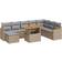 vidaXL 9-tlg Garten-Sofagarnitur mit Kissen Beige Poly Rattan Lounge-Set