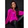 Roman Satin Ruffle Neck Blouse - Cerise, Pink
