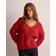 Object Objmilu LS LO V-Neck Knit - Röd