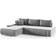 Ecksofa Monolith Hellgrau Ottomane Sofa 265cm 3-Sitzer