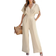 Cupshe Women's V-Neck Short Sleeve Straight Leg Jumpsuit - Khaki