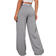 Shein Women's Casual Loose Waist Drawstring Grey Sweatpants With Letter Weaved Tape