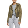 River Island Suedette Crop Biker Jacket - Khaki