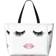 Yqxwjl Eyelash Lip Print Beach Tote Bag - White