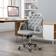 Properav Extra Ergonomic Swivel Diamond Tufted Grey Office Chair 103cm