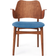 Warm Nordic Gesture Upholstered Teak Oiled Sea Blue Kitchen Chair 80cm