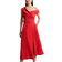 Karen Millen Soft Tailored Crepe One Shoulder Belted Pleated Midi Dress - Red