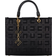 Elisabetta Franchi Shopper Bag in Jacquard Fabric With Charms - Black