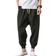 LifeHe Hiphop Army Linen Cotton Harem Pants - Black