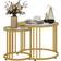 Homcom Round with Tempered Glass Gold Tone Satsbord 60cm 2st