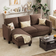 Ebern Designs Brown Sectional 72 Inch Upholstered Sofa 72.8" 3 Seater
