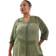 Yours Curve Sheer Neck Blouse - Khaki Green