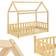 Juskys Marli House Bed with Fall Protection Slatted Frame & Roof 87x166cm