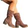 Shein 2024 Autumn/Winter New Fashion Casual Riding Boots, Western Cowgirl Boots with Round Toe in, Chunky Heel, Retro Tone Suitable for Any Occasion with Thick Sole and Mid Calf, Suitable for Casual, Office, Home Use