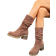 Shein 2024 Autumn/Winter New Fashion Casual Riding Boots, Western Cowgirl Boots with Round Toe in, Chunky Heel, Retro Tone Suitable for Any Occasion with Thick Sole and Mid Calf, Suitable for Casual, Office, Home Use