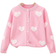 Shein Young Girls' Knitted Cardigan For Spring 2024, Water Mink Love Shaped Jacquard Core Yarn Sweater Coat