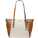 Michael Kors Charlotte Large Logo and Leather Top Zip Tote Bag - Vanilla