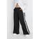 Yours Contrast Side Stripe Wide Leg Trousers - Black