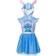 Disney Little Girl's Lilo & Stitch Mesh Cosplay Short Sleeve Dress Blue