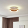 Lindby Teleo Wood Grain/White Ceiling Flush Light 58cm