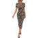 Shein Clasi Womens Leopard Print Round Neck Short Sleeve Dresses