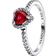 Pandora Elevated Heart Ring - Silver/Red/Transparent