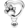 Pandora Sparkling Paw Print & Heart Charm - Silver/Transparent