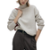 H&M Oversized Polo Neck Jumper - Light Beige Marl