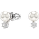 Swarovski Matrix Rhodium Plated Crystal Pearl Stud Earrings Silver