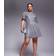 In The Style Flutter Sleeve Cowl Back Sequin Mini Dress - Silver