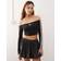 adidas Adicolor Off Shoulder Long Sleeve Top - Black