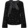 Pieces Kam Sequins Bow Long Sleeved Top - Black