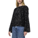 Pieces Kam Sequins Bow Long Sleeved Top - Black