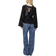 Pieces Kam Sequins Bow Long Sleeved Top - Black