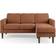 Dunelm Jacob Corduroy Small Corner Terracotta Sofa 180cm 3 Seater