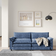 Ebern Designs Modern Blue Chenille Sofa 83.5" 2pcs 2 Seater