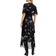 AllSaints Alana Printed Wrap Over Midi Dress - Spell Black