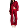 PINK Flannel Long Pajama Set - Bright Vermillion Plaid