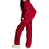 PINK Flannel Long Pajama Set - Bright Vermillion Plaid