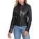 Guess Women's Quilted Shoulder Leather Moto Coat - Jet Black